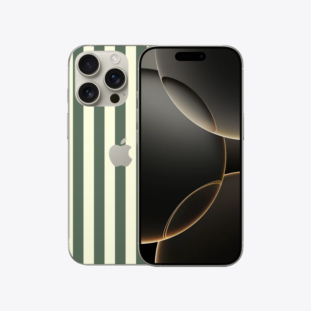 Olive Green Lines - Iphone Sticker