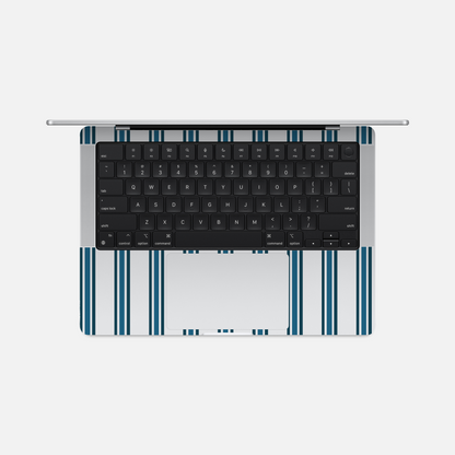 Lignes bleues et blanches - Sticker pour Mac.