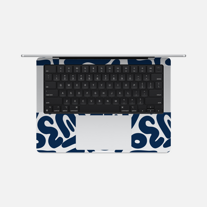 Motifs bleu sur blanc - Sticker pour Mac